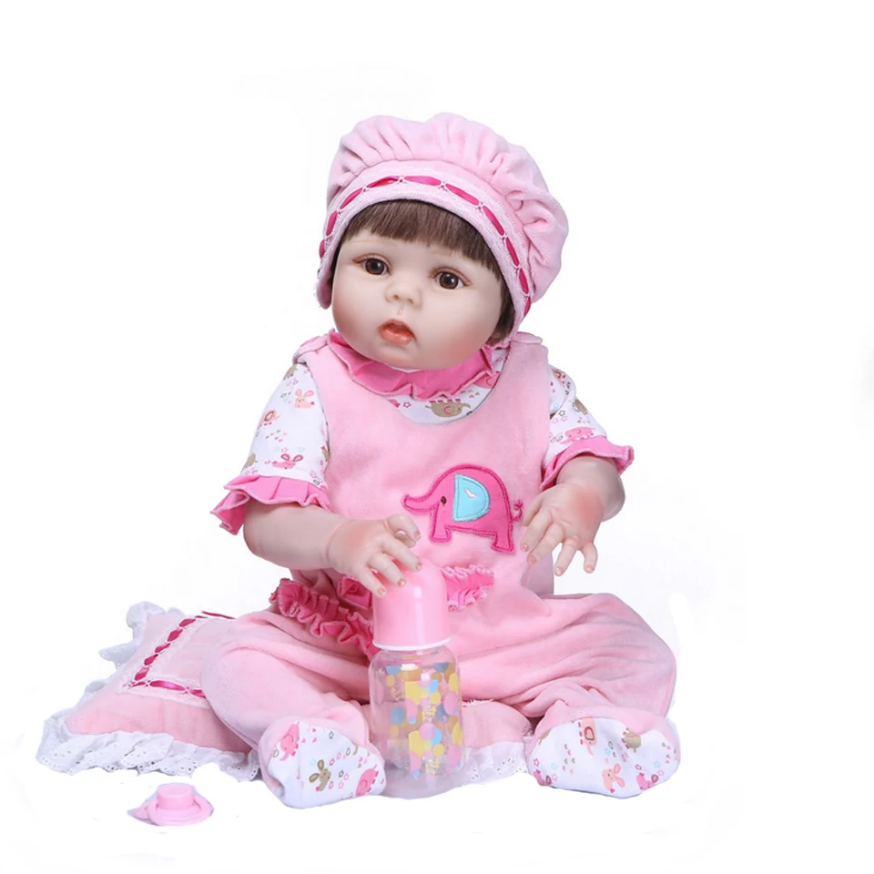

55CM Full Silicone Reborn Baby Doll Kid Playmate Gift For Girls Vinyl Baby Girl Alive Soft Toys For Bebes Reborn Brinquedo