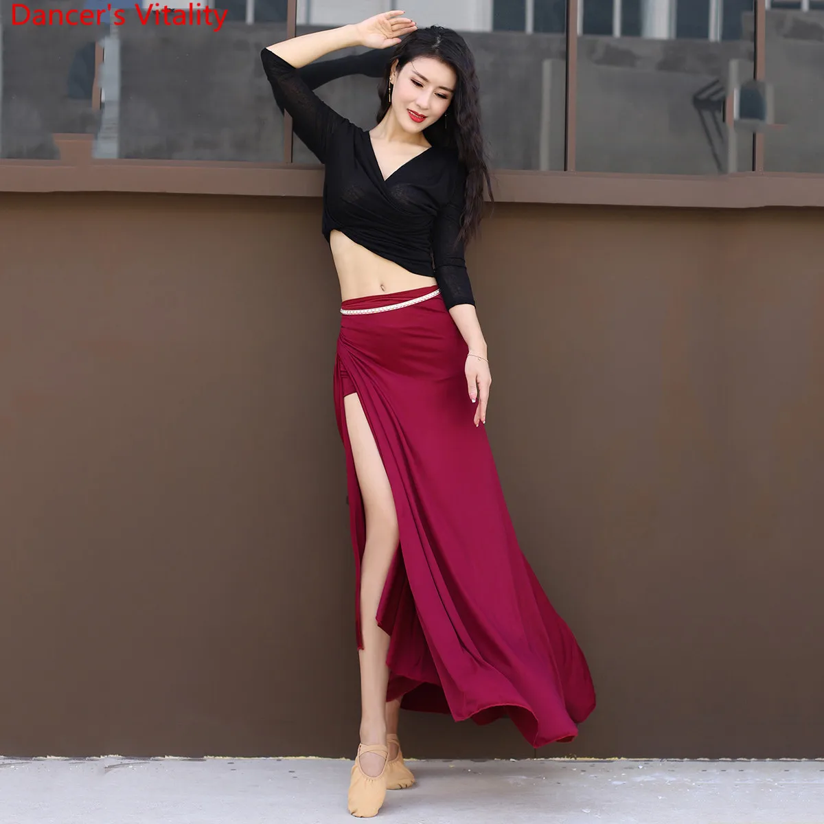 

Belly Dance Wear Autumn New Practice Clothes Top Skirt Set Beginners Oriental Indian Dancing Group Competition Training Outfits