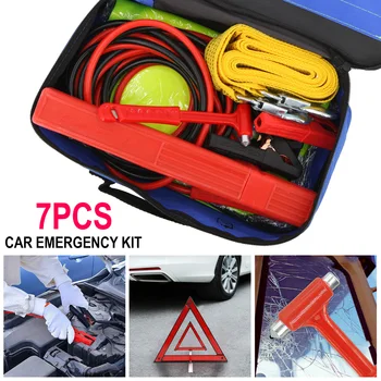 Car Emergency Roadside Assistance Kit Jumper Cable Tow Strap First Aid Survival Supplies Pack Motorist Self-Defense Satefy Tool 1