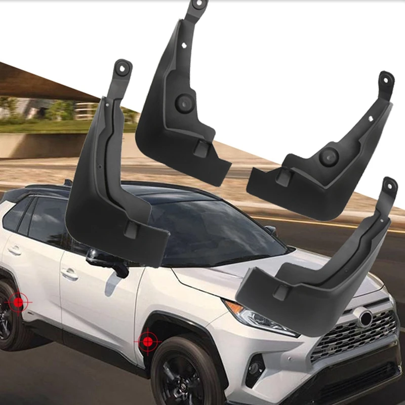 Baratos Guardabarros delantero y trasero de 4 Uds., guardabarros de plástico negro, accesorios de automóvil para Toyota Rav4 2019