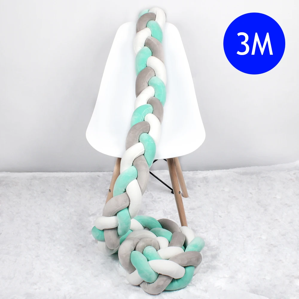 1 м/2 м/3 м длина нордический узел новорожденный бампер Защита для кроватки завязанная коса подушка чистый тканый плюшевый узел украшение детской комнаты - Цвет: Color mixing  3m