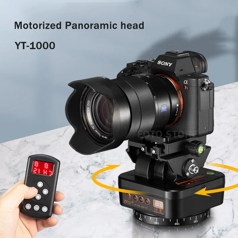 ZIFON YT-1000 Tripod Head Stabilizer Motorized Rotating Panoramic head Automatic remote control for Phones Cameras DSLR