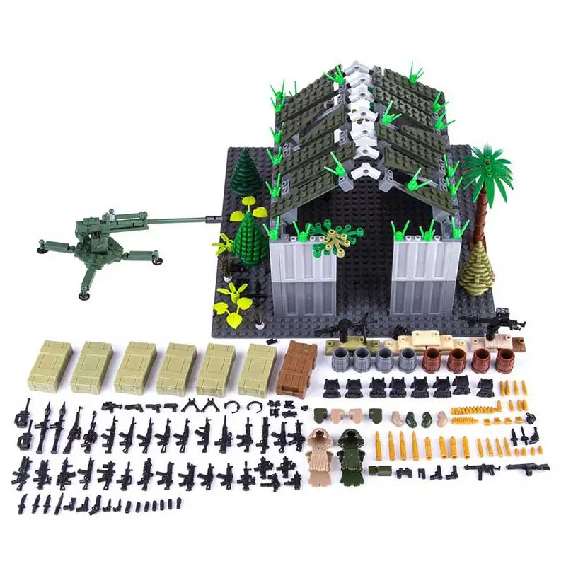 

For LEGOing Military WW2 Weapons Guns Small House Scene Building Blocks Toys For Children Compatible LEGOeing WW2 Gift Sets