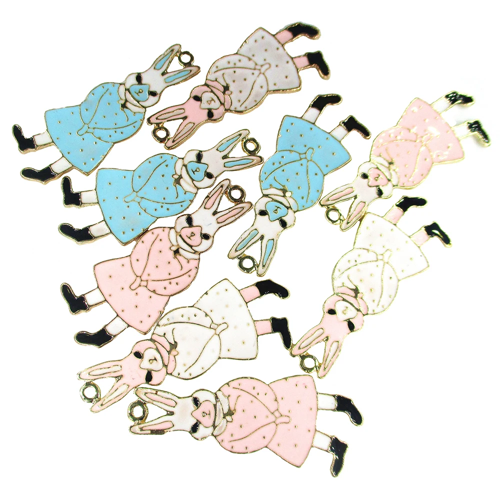 

8pcs Cute Rabbit Enamel Charms for Earring Drop Oil Animal Rabbit Tag for Jewelry DIY Accessories Pendant