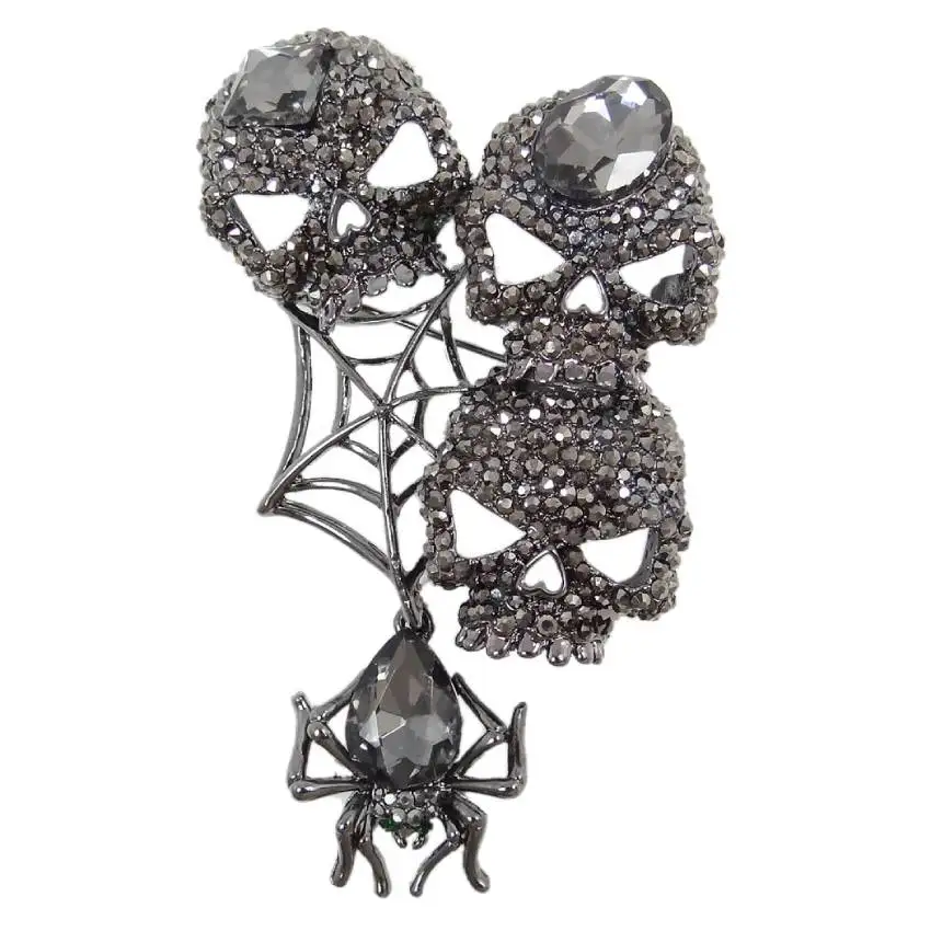 Tuliper скелет, череп на Хэллоуин Человек-паук брошь булавка в виде животного австрийская брошь с кристаллами для Для женщин вечерние, ювелирное изделие, подарок - Окраска металла: Black