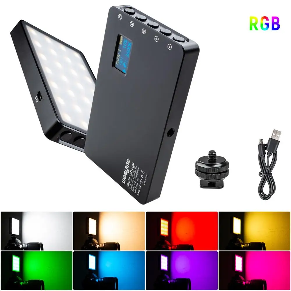  Weeylife RB08P RGB LED Camera Light Full Color Output Video Light Kit Dimmable 2500K-8500K Bi-Color - 4000189023753
