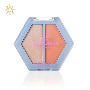 

2 Color Face Blush Makeup Silky Powder Natural Cheek Face Blusher Powder Rouge with Mirror Blusher Palette K510