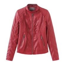 Autumn Winter Slim Short Leather Jackets And Coats Women Long Sleeve Zipper Stand-up Collar Women's Streetwear Outerwear Tops