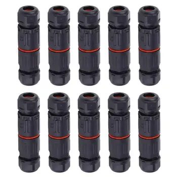 

10Pcs IP68 Waterproof Terminal Block 3 PIN Electrical Wire Cable Connector Outdoor Plug Socket