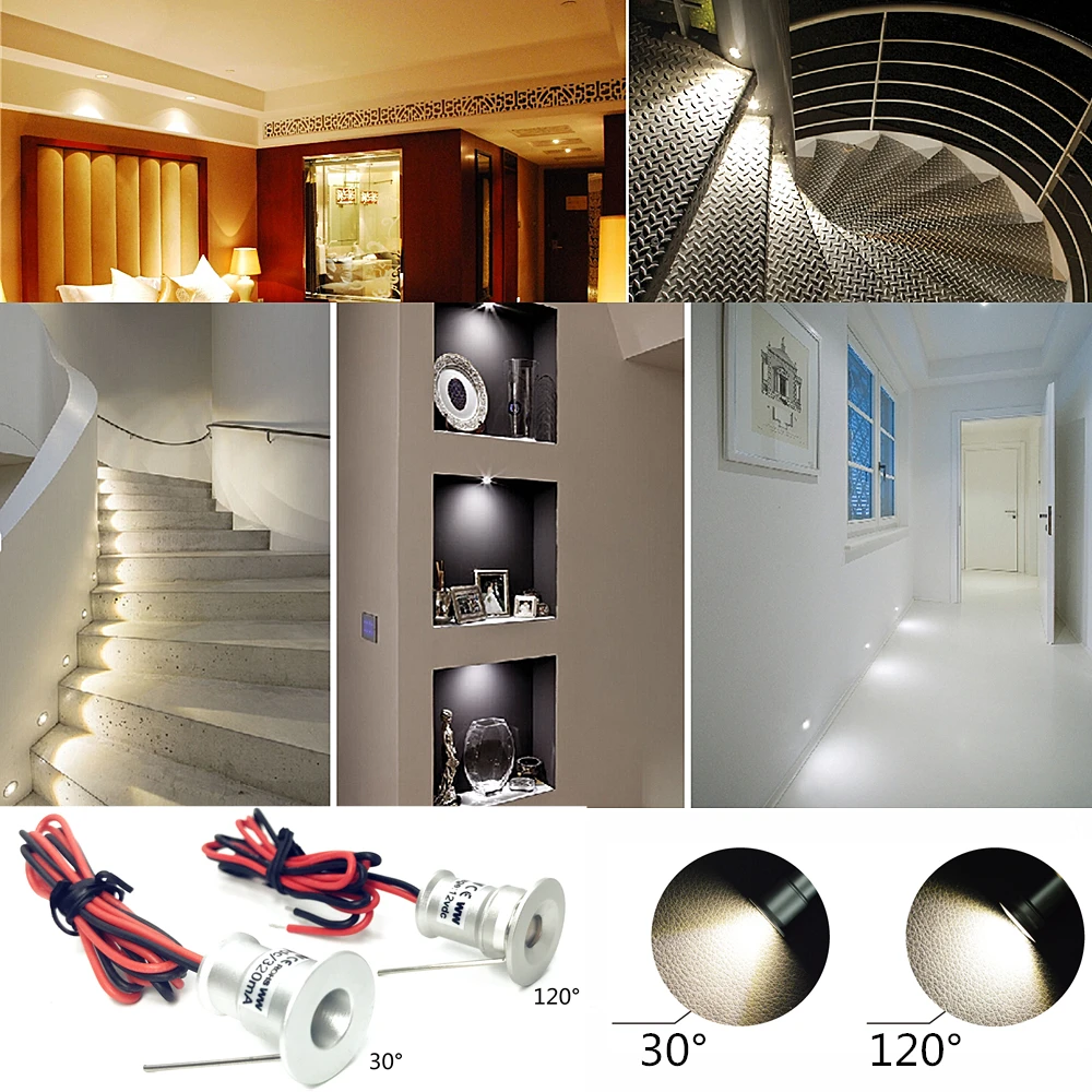 US $20.07 9Pcs 1W LED Mini Spotlight 15mm Cutout Recessed Downlight Spot Light DC3V12V IP65 Home Kitchen Ceiling Lighting Dropshipping