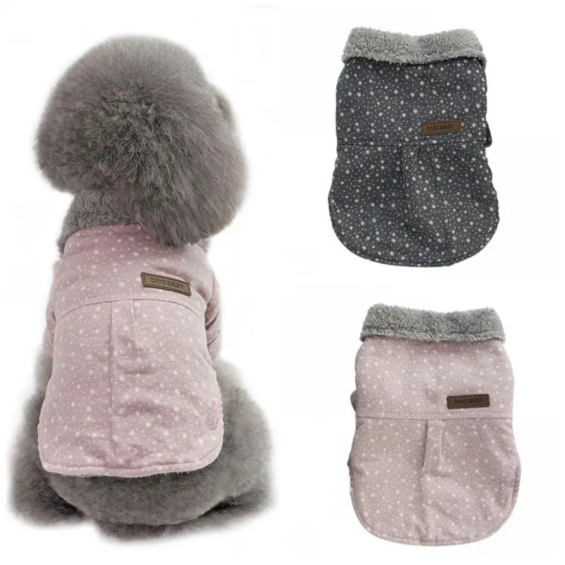 

Brief Pet Dogs Clothes Warm Puppy Dogs Jacket Snow Printing Coats with Furry Collar Small Medium Dogs Autumn Winter Supplies ^