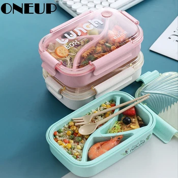 

ONEUP Wheat Straw Microwave Lunch Box Single Layer Sealed Lunch Box Student Food Container Sent Tableware Kitchen Accessories