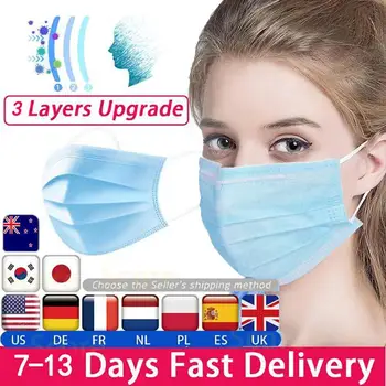 

Safe Disposable Face Masks Anti-Pollution 3Laye Mask dust protection Masks Elastic EarLoop Disposable Dust Filter Safety Mask