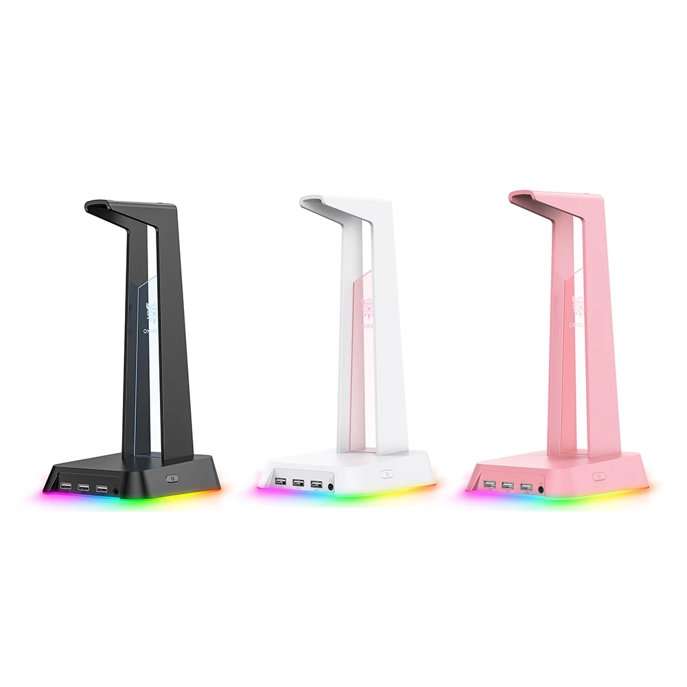 Headphone Stand Headphone Holder Headset Display Stand for ONIKUMA ST-2 with 2 USB+Audio Port Headphone Support Earphone Desk HangerHolder Storage Accessories