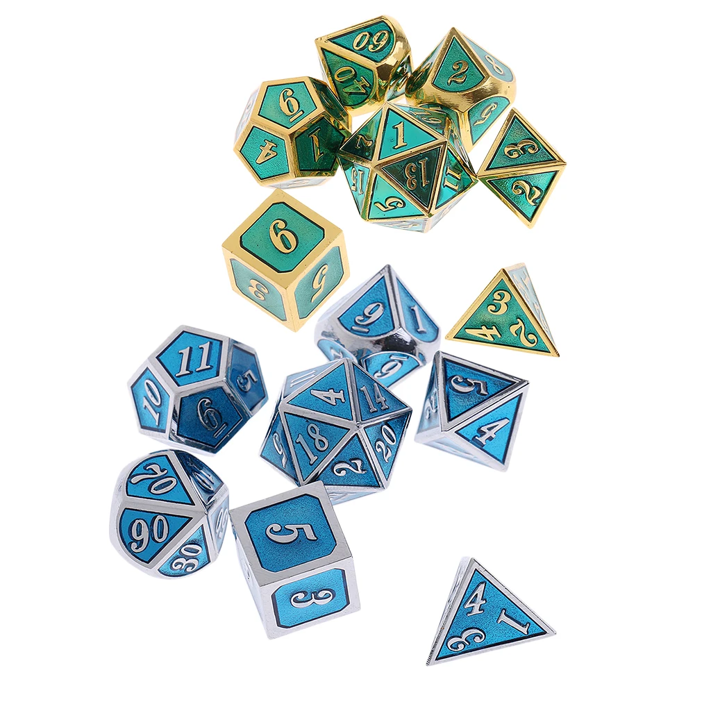14x многогранные кубики из сплава D4 D6 D8 D10 D12 D20 для Подземелья и Драконы TRPG