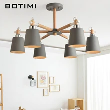 BOTIMI современный светодиодный Люстра для гостиной E27 люстры потолочные люстры с металлическим абажуром деревянные светильники для столовой