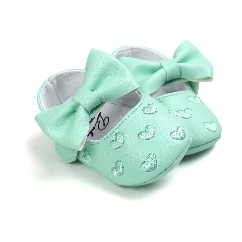PU Leather Baby Shoes Grils Boys Butterfly-knot Soft Soled Non-slip Footwear Crib Shoes Rose Gold Shoes Newborn First Walkers