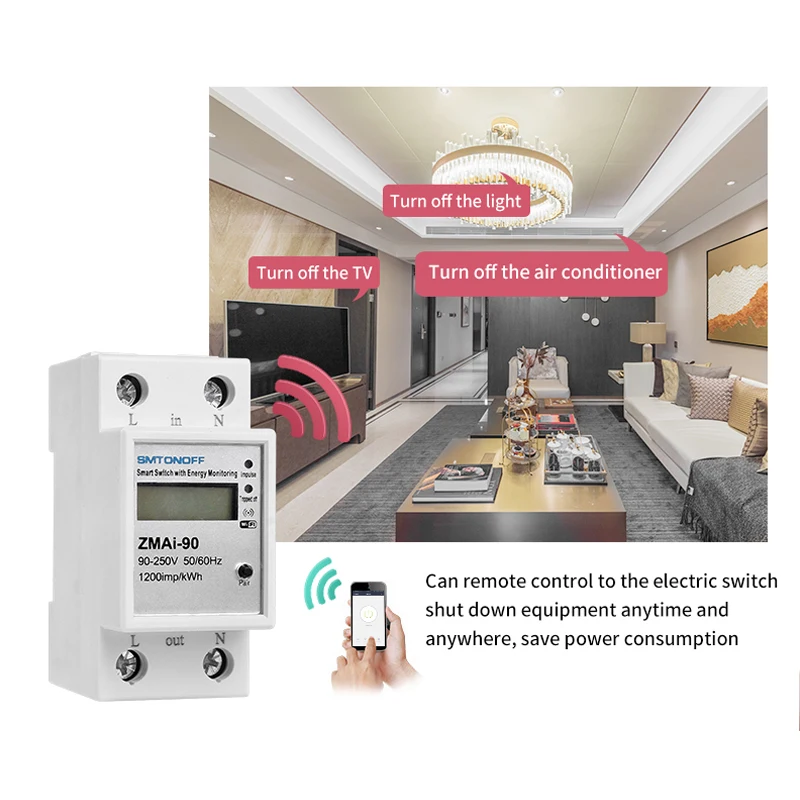 WiFi Smart Life app 5 (60) однофазный din рейку смарт переключатель с контролем энергии