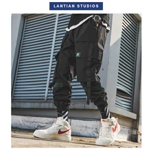 Осенние мужские брюки карго в японском стиле брюки со множеством карманов уличная хип-хоп мужские джоггеры черные зеленые мужские штаны-шаровары