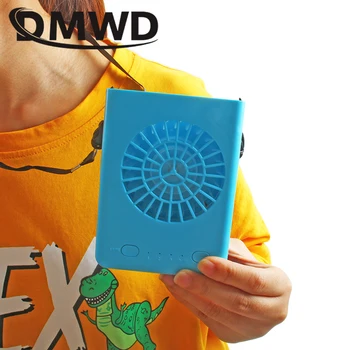 

DMWD Portable Mini Cooling Fan USB Rechargeable Battery Hanging Neck Air Conditioning Cooler LED Light Desktop Ventilator Blower