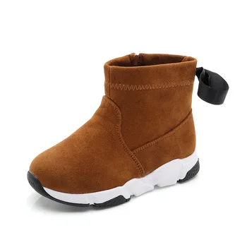 

New Fashion Children Boots Shoes 2019 New Winter Plush Warm Martin Boys Shoes Fashion Leather Soft Fleece Antislip Girls Boots