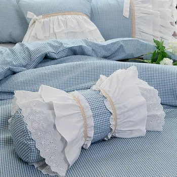 

Handsome plaid ruffle lace pillow Princess bedding pillow candy cushions lumbar pillows sofa hand rests pillow JullietteDream