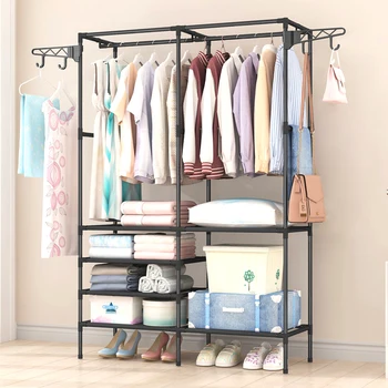 

Simple Fashion Coat Rack Large Capacity Bedroom Wardrobe Closet Clothes Hanger Mutifunctional Storage Organizer Floor Shelf