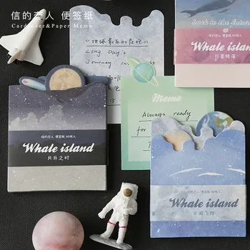

60pcs/set Notepad Paper Whale Drop Series Deep Sea Creative Memo Pad N Times Sticky Notes School Supply Bookmark Label Memo Stat