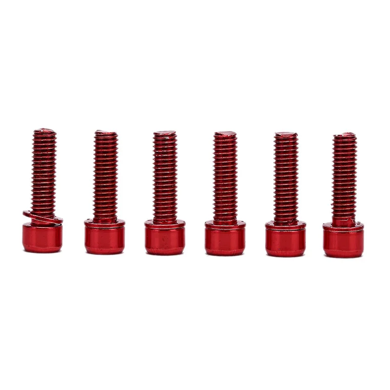 6 шт велосипедный вынос руля винт M5x18mm болт из алюминиевого сплава с фиксированным Шестерни MTB - Цвет: RD