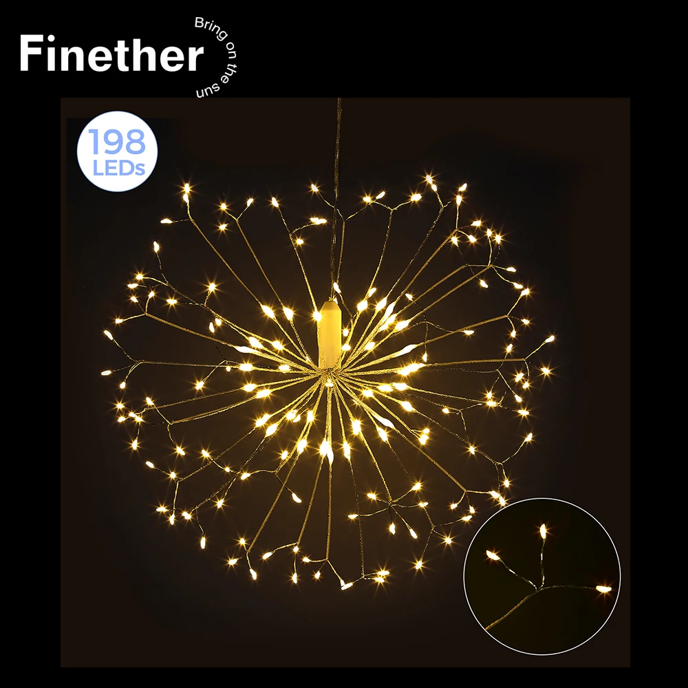 2PCS 198-LED Starburst String Lamps IP65 Outdoor Indoor Adjustable Lighting Strings With Remote Controller for Christmas Parties | Освещение