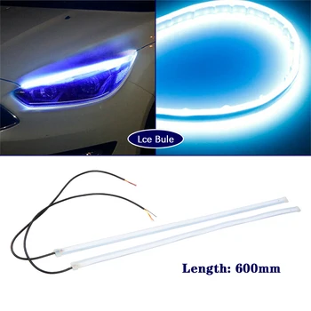 

2PCS 60cm Flexible Waterproof Turn Signal Light DRL Fluorescent Light Ice Blue Turn Yellow LED Tube for Auto
