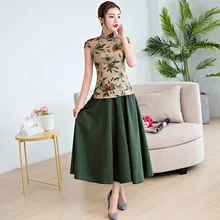 Длинные свежая модная Cheongsam для любителей литературы и искусства для похудения Детский жакет из денима для девочки; Slim Fit платье чонсам