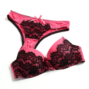 

Women Sexy ABC Cup Plus Size Underwear Set Lace Push Up Bra Breif Set Bralette