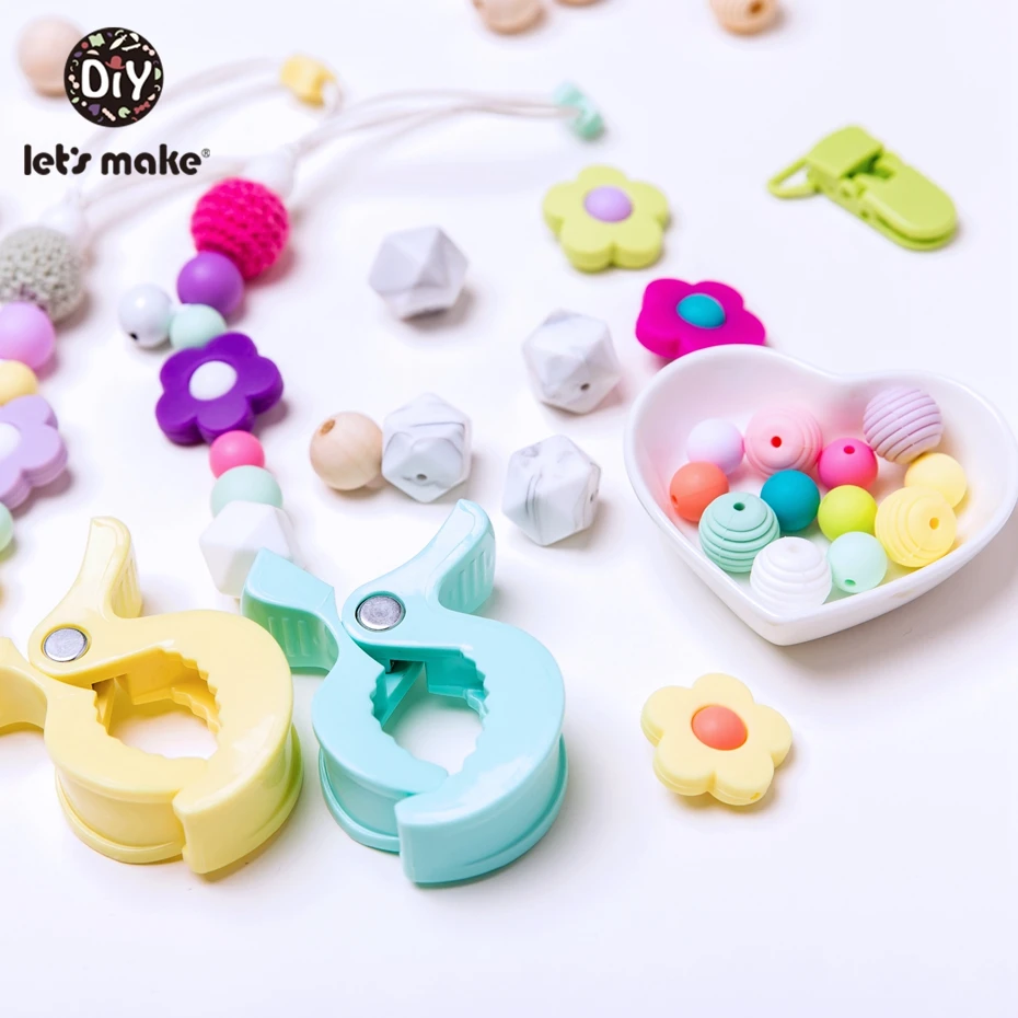 Давайте сделаем DIY аксессуары для детской коляски с цветочным рисунком клип Деревянный Прорезыватель Держатель для пустышки зажим для изготовления зубной прорезыватель для малышей погремушки для младенцев