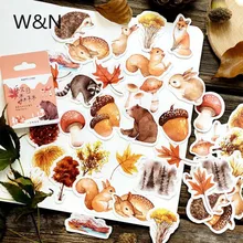 46 шт./кор. Осенняя наклейка для дневника леса лисы растений Kawaii