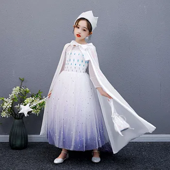 

Frozen 2 Elsa Snow Queen White Dress Halloween Cosplay Sequin Dress UP for Girl Kids Christmas Costumes