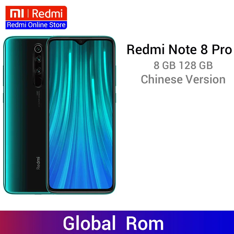 Xiaomi Redmi Note 8 Pro с глобальной прошивкой, 8 ГБ, 128 ГБ, 64 мп, четыре камеры MTK Helio G90T, 6,53 '', FHD+ экран, смартфон, 4500 мА/ч, 18 Вт, QC 3,0