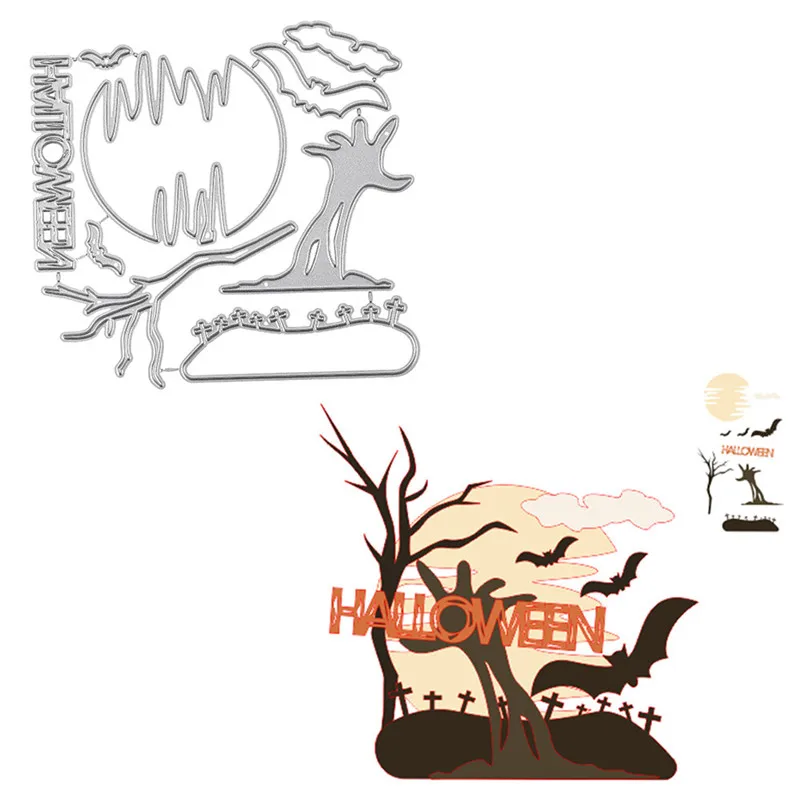 Naifumodo Счастливого Хэллоуина дерево металлические режущие штампы новые для рукоделия штампы Скрапбукинг карты для тиснения трафарет высечки