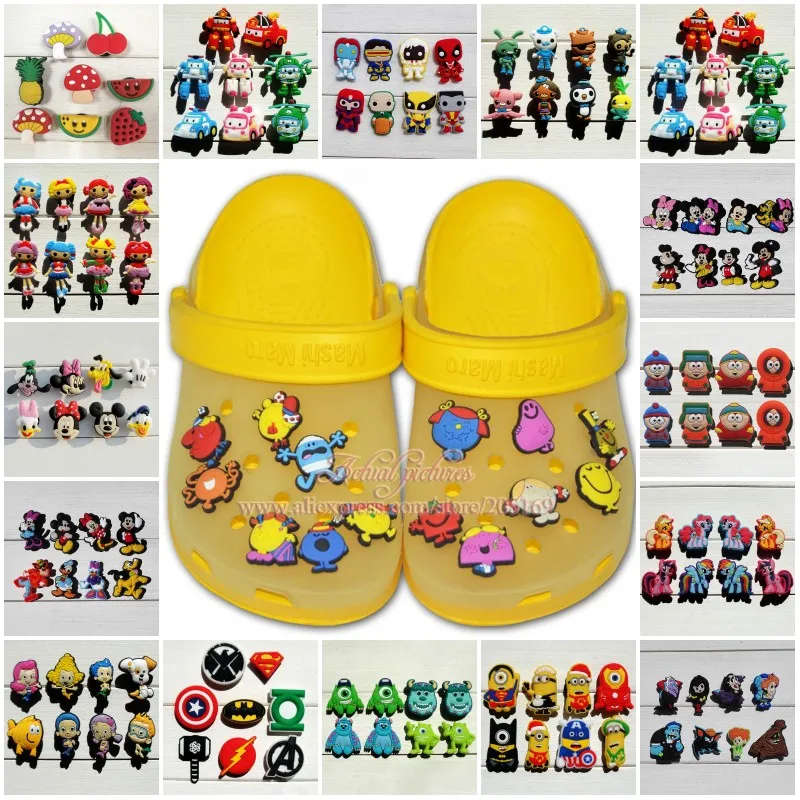 

7-8pcs/lot Avengers Unicorn Mickey PVC Shoe Charms Accessories Fit for Shoes Bracelets Croc JIBZ Shoe Ormaments Best Party Gifts