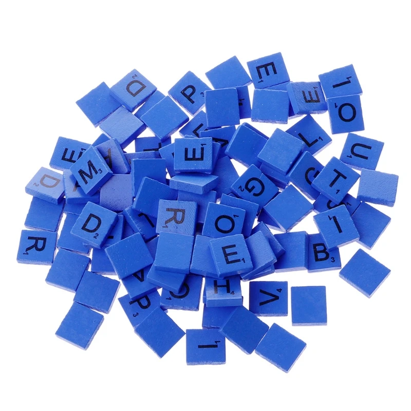 100 шт Деревянные красочные Scrabble плитки Смешанные Буквы лакированные Алфавит Scrabbles 72XF