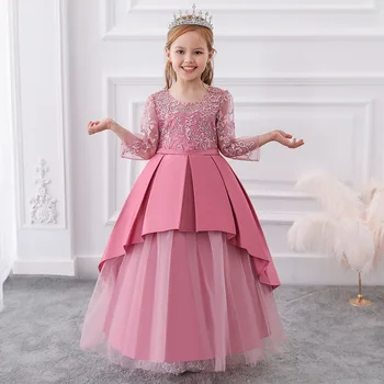 

children's princess dress girl's bitter fleabane bitter fleabane gauze long-sleeved dress during piano costumes