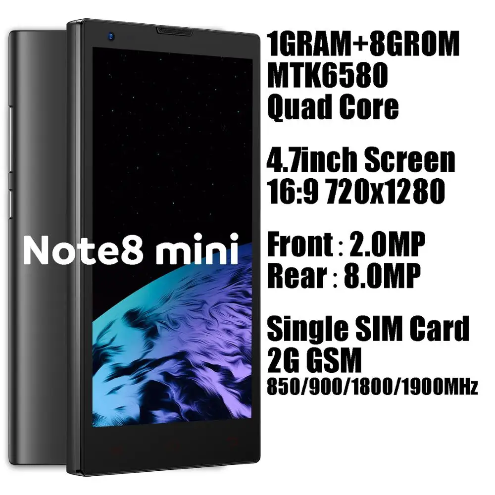 Note8 Pro 5,5 дюймов 18:9 Экран Face ID мобильного телефона 4G Оперативная память 64G Встроенная память MTK Android смартфонов 13MP Камера celulares разблокированные телефоны - Цвет: Note8mini---2G-GSM