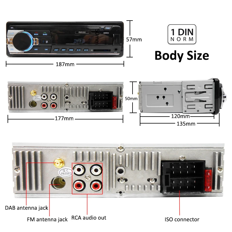 1 Din Автомагнитола DAB Plus RDS Bluetooth A2DP FM AM MP3 USB SD Aux APP Управление аудиосистемой