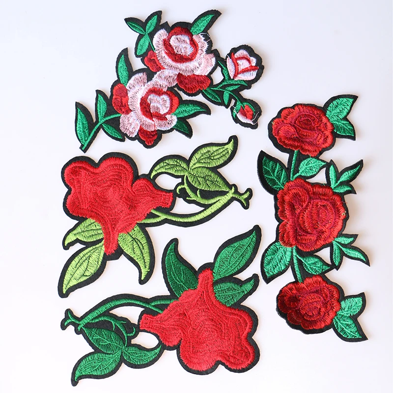 

2 Pcs Flowers Decorative Patch Rose icon Embroidered Applique Patches For DIY Iron on Badges Stickers on the clothes,Jeans