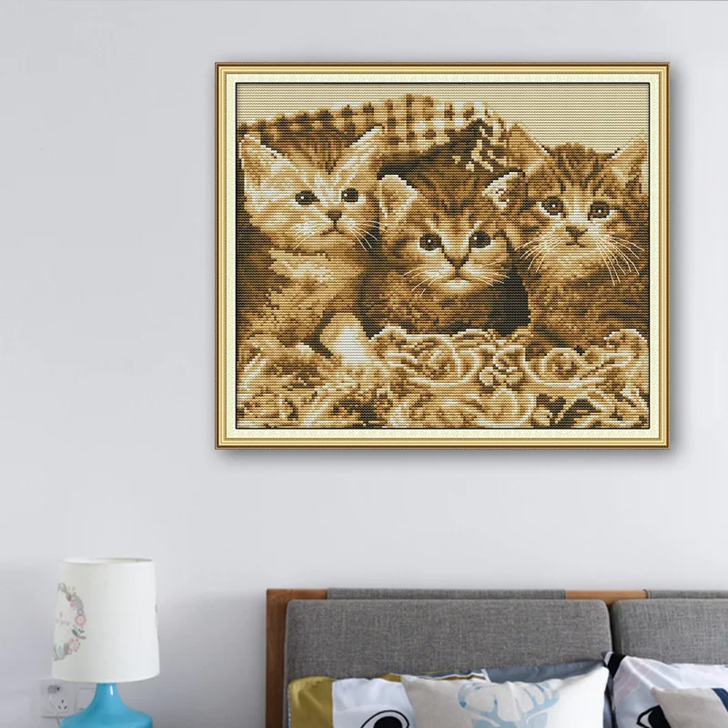 Наборы для вышивки крестиком 11CT 14CT вышивка с животными кошками печать на холсте
