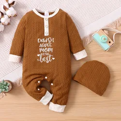Barboteuse pour nouveau né, combinaison Chic avec lettres imprimées pour garçons, 2 pièces, printemps/automne, vêtements à manches longues pour bébés garçons de 0 à 12 mois 