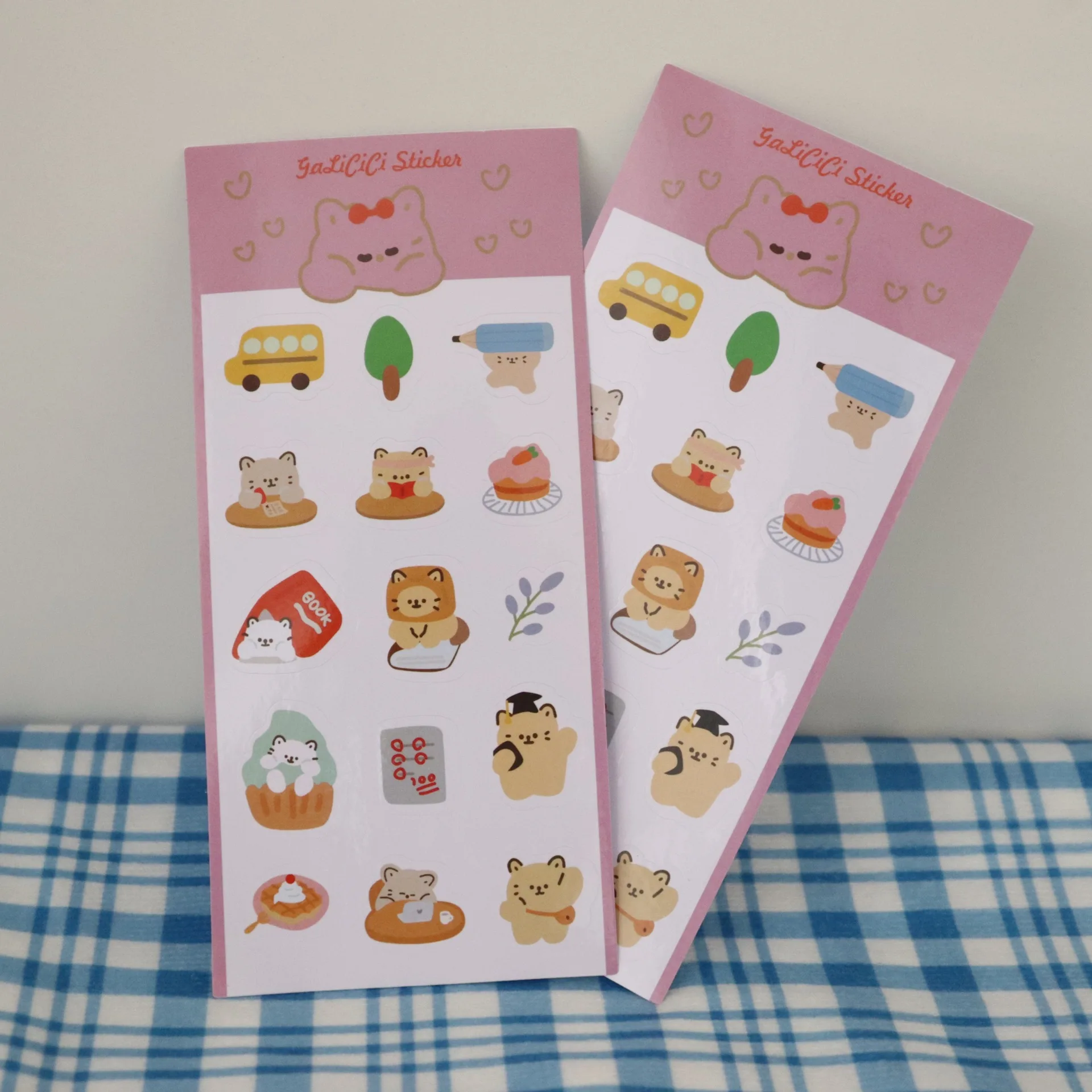 

Cartoon Bear Car Cute Stickers PVC Korean Girl Computer Mobile Phone Hand Account Small Labels Diy Decorative Sticker Stationery