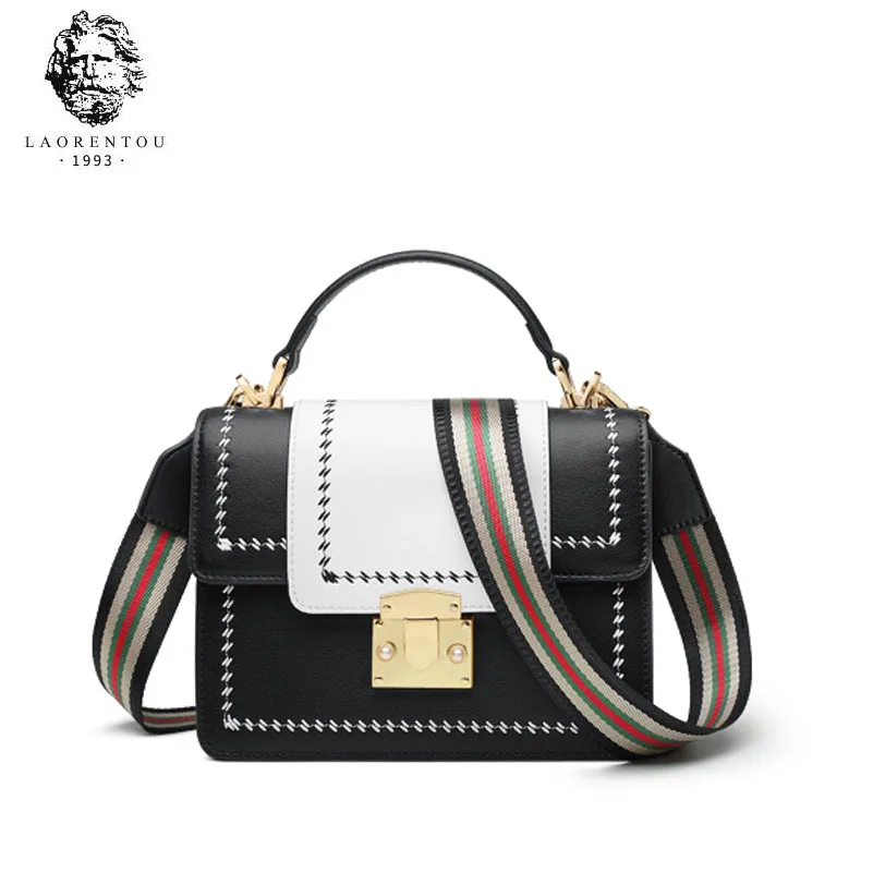 LAORENTOU Новая женская кожаная сумка в стиле пэчворк, Модные Качественные Женские сумки из воловьей кожи, женская кожаная сумка через плечо