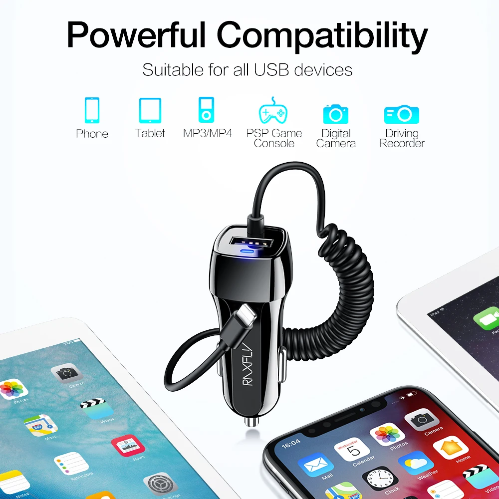 RAXFLY Type C Micro USB For iPhone Car Charger Fast Charging For Samsung A50 A70 Note10 S8 Car Charger Type C Cigarette Lighter 65w fast charger