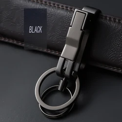 Luxury Men's Creative Belt Key Buckle with Secure Lock Ring (BLACK)